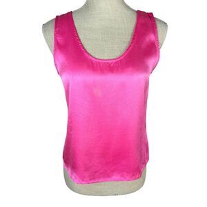 August Silk Neiman Marcus Hot Pink Y2K Silk Intimates Cropped Tank Top